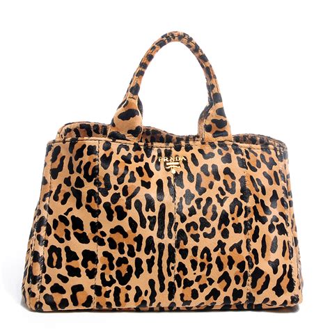 prada leopard print calf hair tote bag|PRADA Calf Hair Leopard Print Shopping Tote .